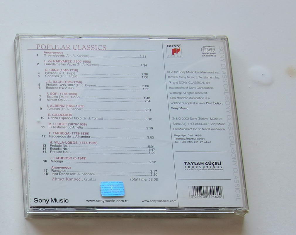 Ahmet Kanneci - Popular Classics Arka
