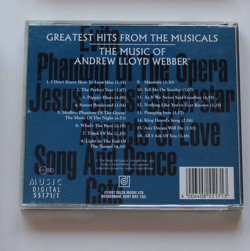 Andrew Lloyd Webber - Greatest Hits From The Musicals 1 Arka