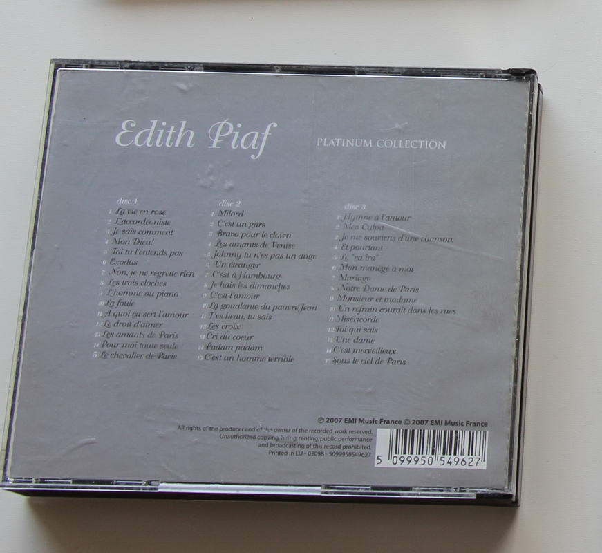 Edith Piaf - Platinum Collection Arka