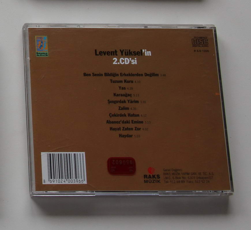 Levent Yüksel - Levent Yüksel in 2.CD si Arka