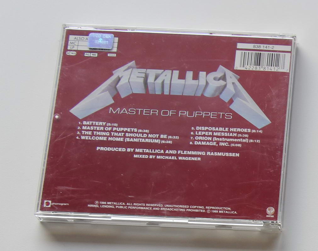 Metallica - Master of Puppets Arka