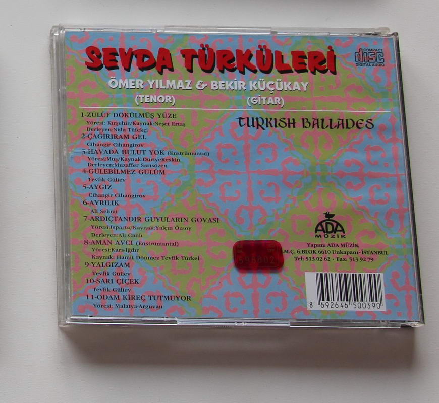 Ömer Yılmaz & Bekir Küçükay - Sevda Türküleri Arka
