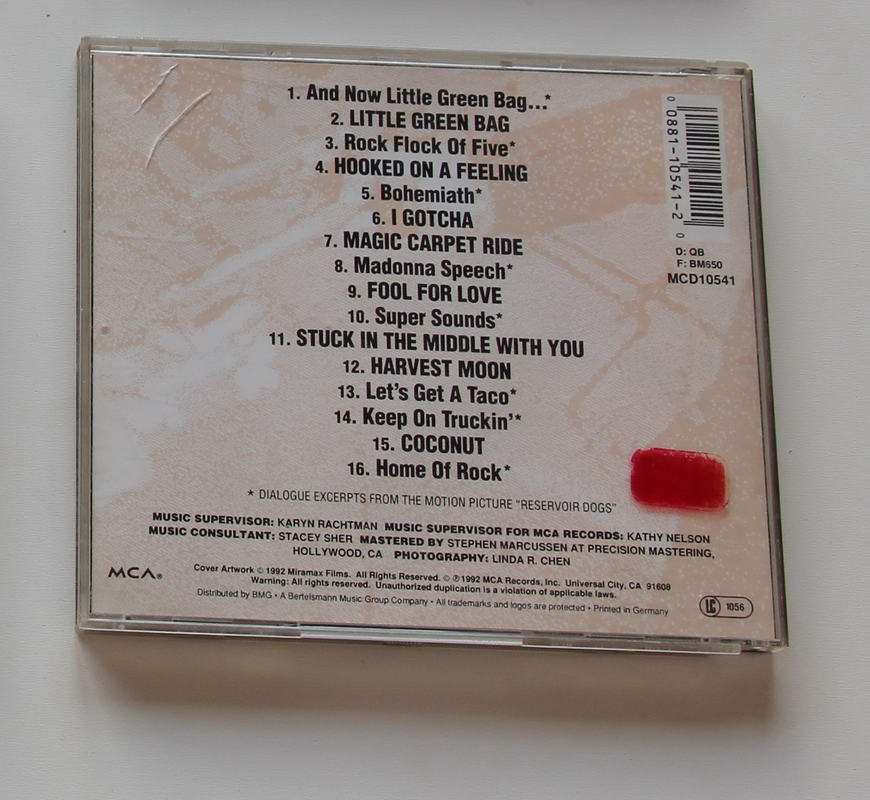Soundtrack - Reservoir Dogs Arka